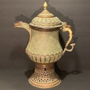 Antique Large Kashmiri Tea Pot Kettle Antique Samovar Very Fine Engrave